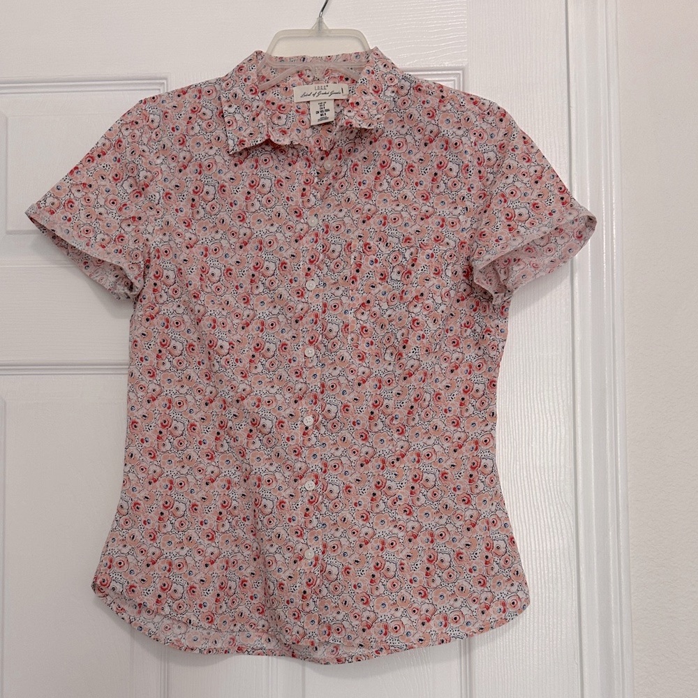 L.O.G.G. X H&M Pink and Blue Floral Patterned button up top